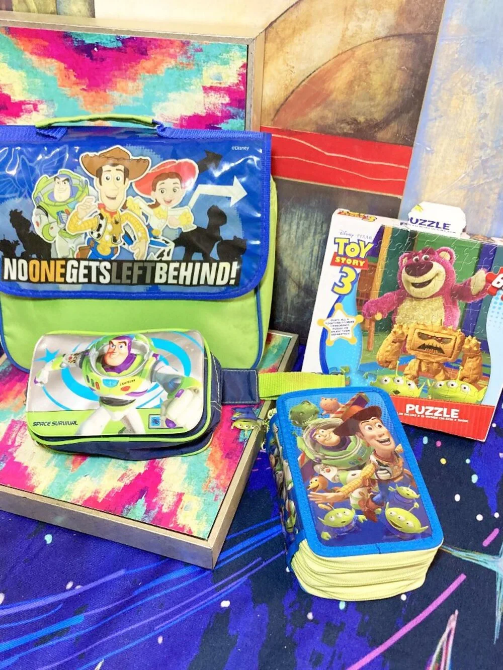 VINTAGE DISNEY TOY STORY BAG LOT WITH PUZZLE